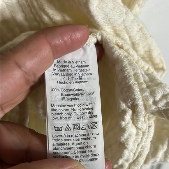 MADEWELL Cream V-Neck Short Sleeve Blouse/ ZIZE L - Picture 3 of 6